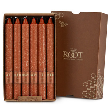 Root Timberline Arista Candles 9", Rust - Box of 12 (58919)