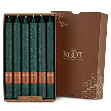 Root Timberline Arista Candles 9", Dark Green - Box of 12 (58969)