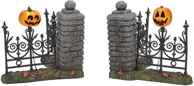 Department 56 Halloween Village, Jack-O-Lantern Lit Fence Corners (6007702)
