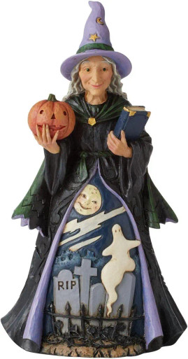 Enesco Jim Shore Heartwood Creek Witch with Pumpkin and Scene, Figurine (6010667)