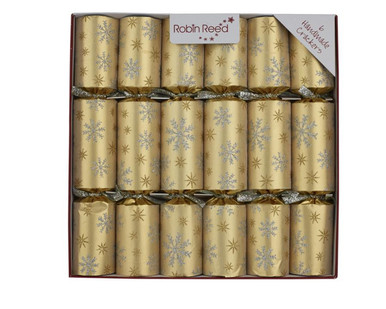 Robin Reed 12" Christmas Crackers, Snowflakes Design - Box of 6 (62406)