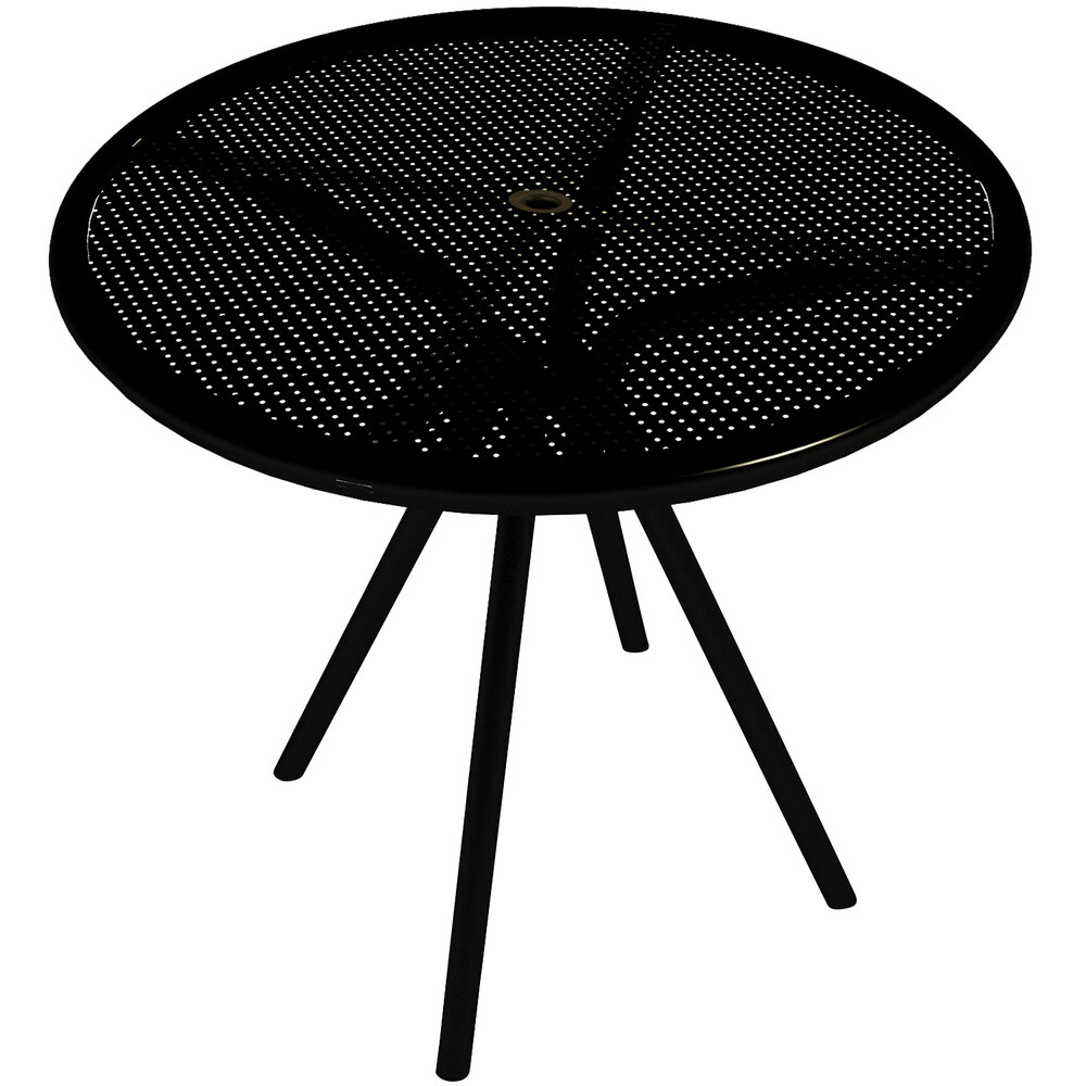 American Tables and Seating AB30 30" Black Round Outdoor Table with Umbrella Hole