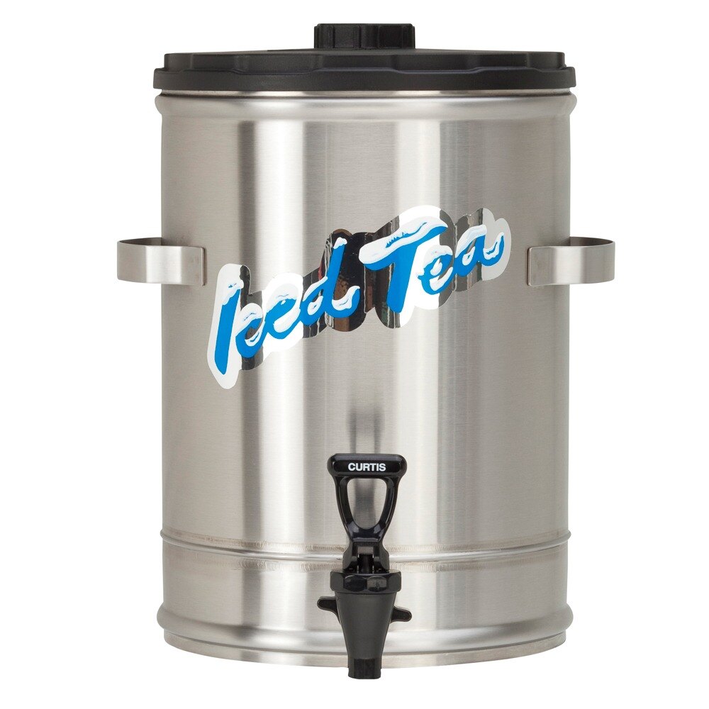 Curtis TC-3S Stackable Round Stainless Steel 3.5 Gallon Iced Tea Dispenser with Plastic Lid