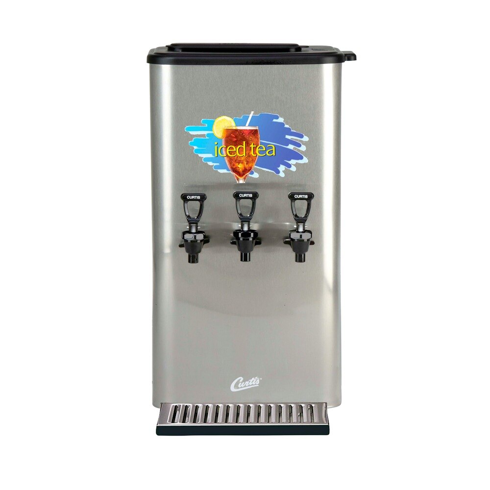 Curtis TCC3N 3 Gallon Triple Faucet Narrow Tea Concentrate Dispenser with Plastic Lid