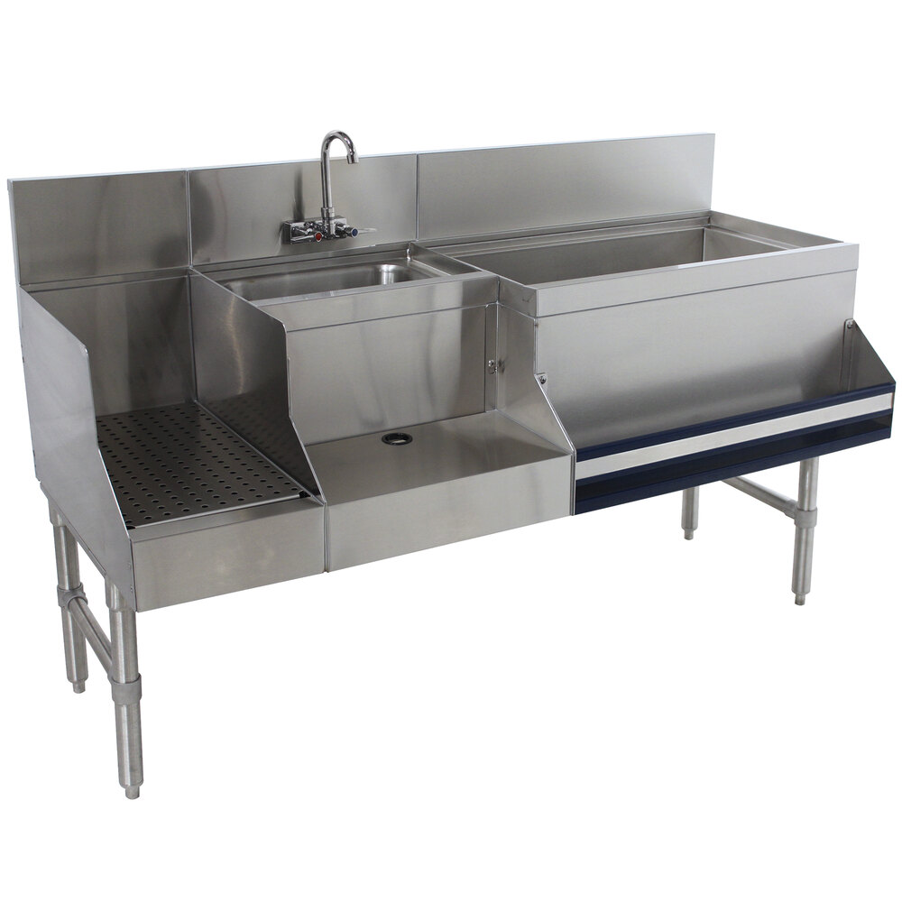 Advance Tabco PRU-19-60R-10 Prestige Series Stainless Steel Uni-Serv Speed Bar with 10-Circuit Cold Plate - 60" x 25" (Right Side Ice Bin)