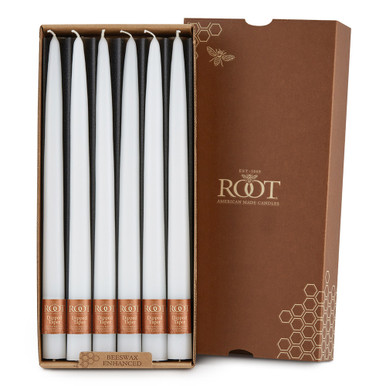 Root Dipped Taper Candles 12", White - Box of 12 (72147)