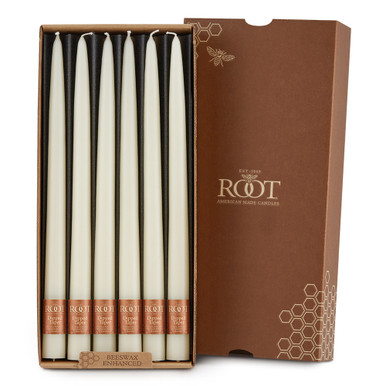 Root Dipped Taper Candles 12", Ivory - Box of 12 (7217)