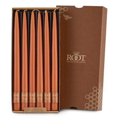 Root Dipped Taper Candles 12", Rust - Box of 12 (7219)