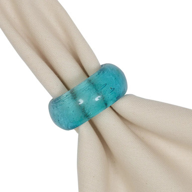 Design Imports Sea Glass Napkin Rings, Medium Blue (750108B)