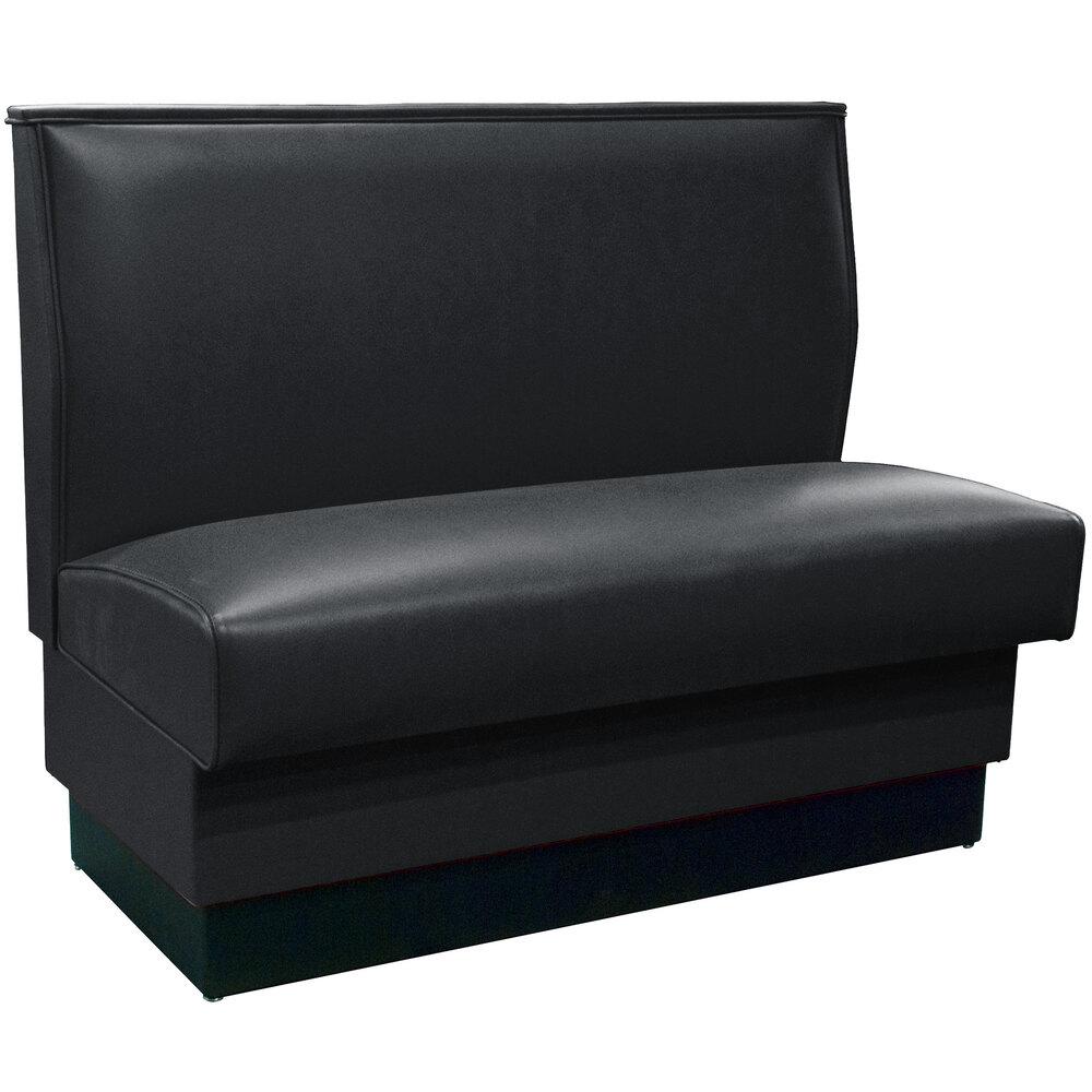 American Tables & Seating 45 1/2" Long Black Plain Single Back Fully Upholstered Booth - 42" High