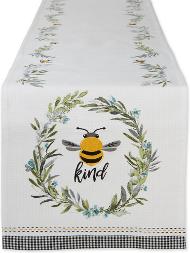 Design Imports Embellished Table Runner 14x108, Bee Kind (754624)