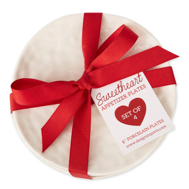 Design Imports Appetizer Plate, Red Heart - Set of 4 (756724)