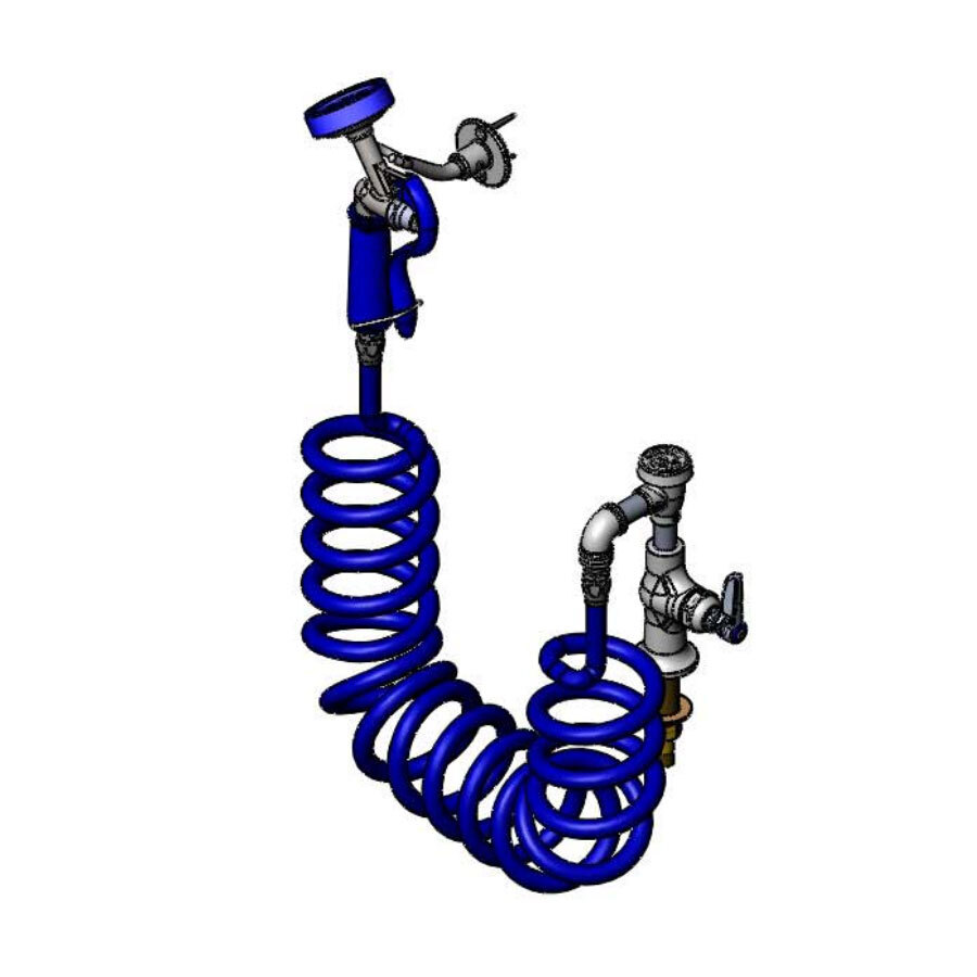 T&S PG-1DREV Deck Mount Pet Grooming Faucet with Single Inlet, Angled Spray Valve, Eterna Cartridge, and Vacuum Breaker