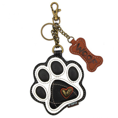 Chala Key Fob/Coin Purse, Paw Print Black & White (806PWA0)