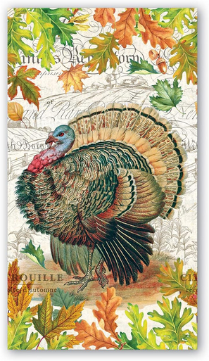 Michel Design Works Paper Hostess Napkins, Fall Harvest Turkey - 2 Packs (807332B)