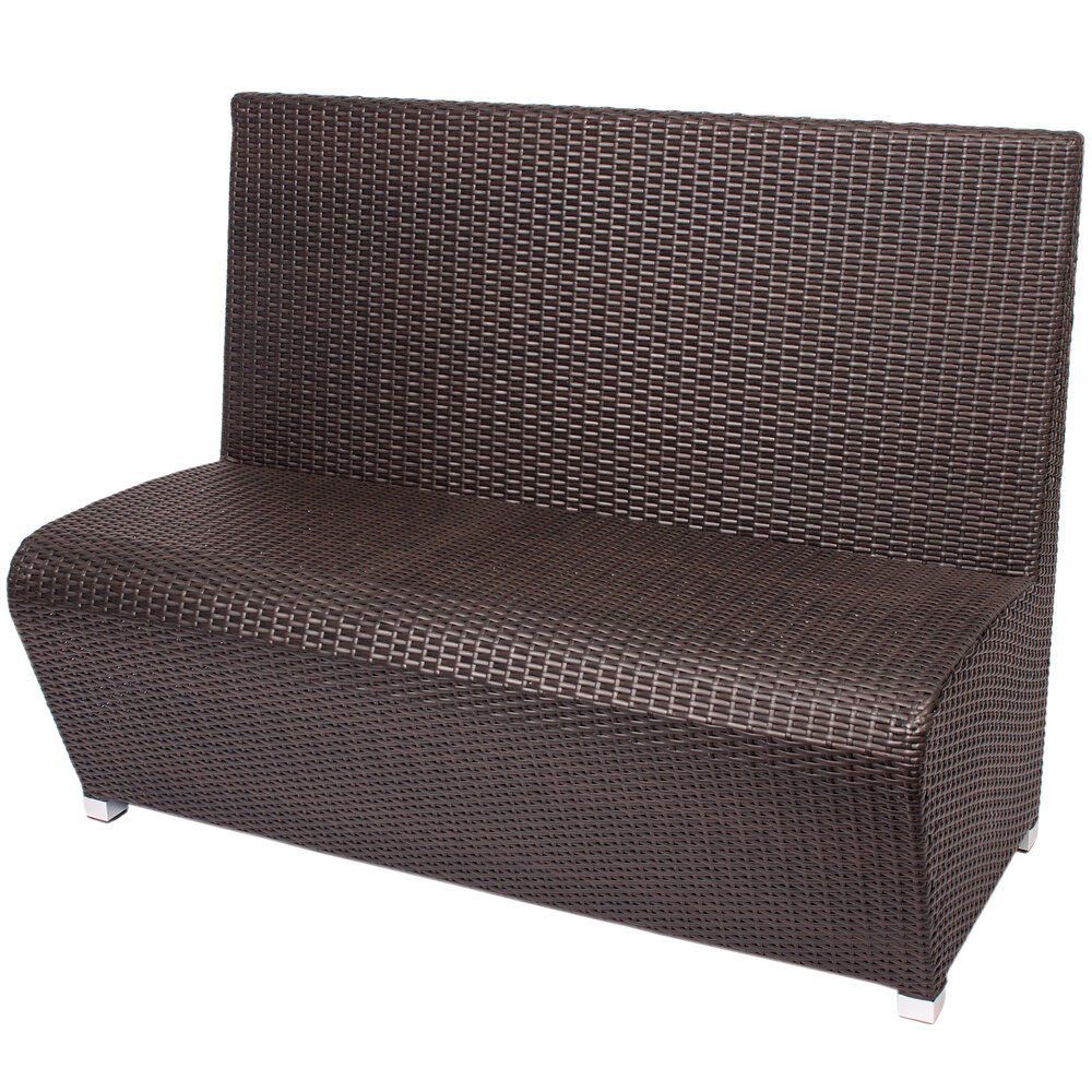 BFM Seating 48" Long Cancun Java Aluminum Booth Bench with Synthetic Weave Back and Seat - 37 1/2" High