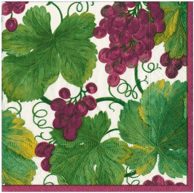 Caspari Paper Beverage Napkins, Vineyard Bordeaux - 2 Pack (8212C)