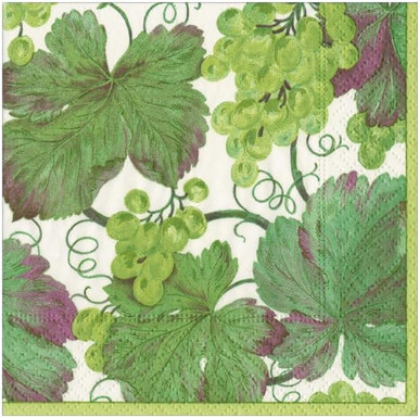 Caspari Paper Beverage Napkins, Vineyard Blanc - 2 Pack (8213C)