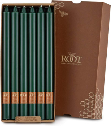 Root Smooth Arista Candles 12", Dark Green - Box of 12 (8269)