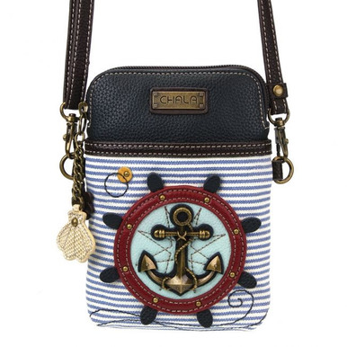 Chala Cell Phone Crossbody Bag, Anchor Blue & White (827AC1S)