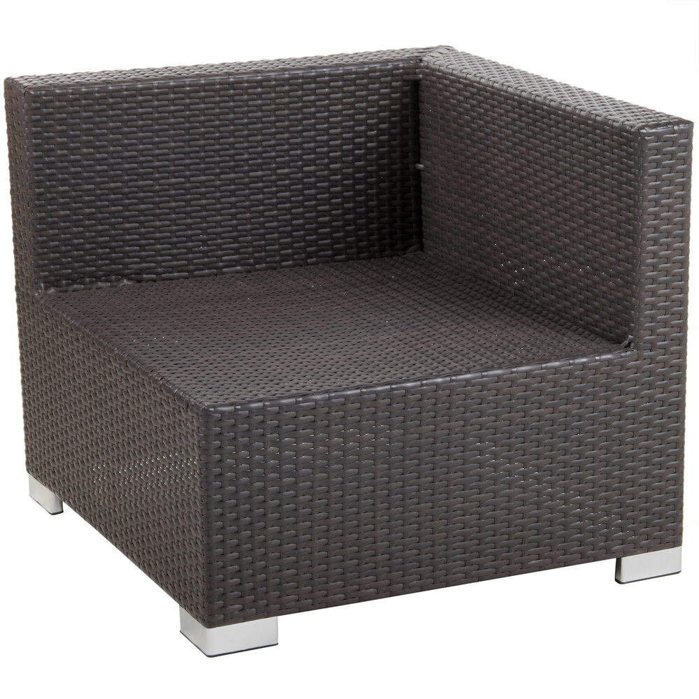 BFM Seating Aruba Java Wicker Outdoor / Indoor Armchair with Left Arm Rest