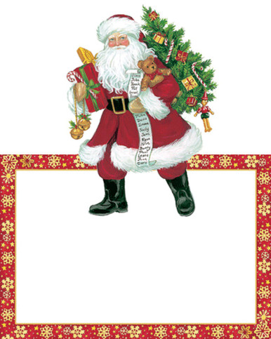Caspari Die-Cut Place Cards, Lynn Haney Santa - 2 Packs (85927P)