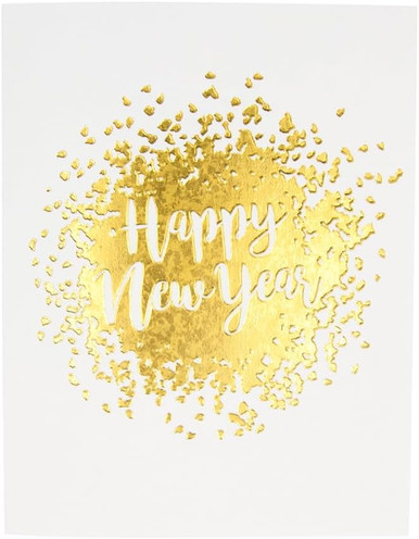 Caspari Christmas Cards Boxed, Happy New Year Embossed - 10 Cards & Envelopes (88234)