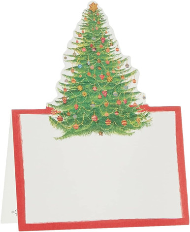 Caspari Die-Cut Place Cards, Glittering Tree, Red & Green - 2 Packs (88915P)