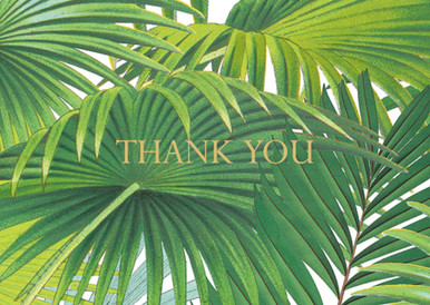 Caspari Thank You Notes, Palm Fronds Foil - Box of 8 (90619.44B)