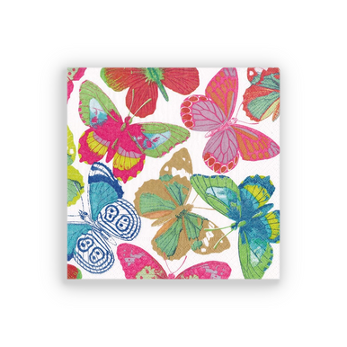 Caspari Paper Beverage Napkins, Butterflies Bright - 2 Packs (9062C)