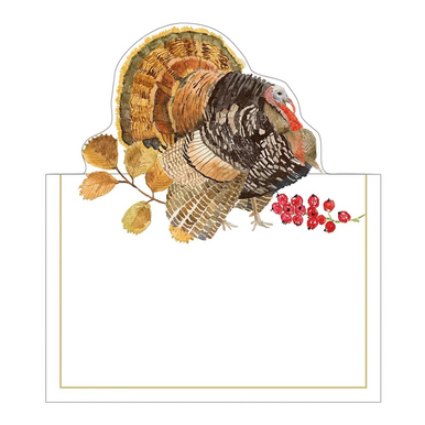 Caspari Die-Cut Place Cards, Woodland Turkey - 2 Packs (92912P)