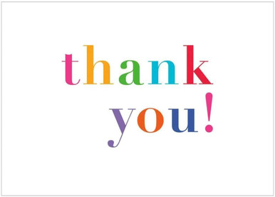 Caspari Thank You Notes, Colorful Thank You - Box of 8 (93609.44B)