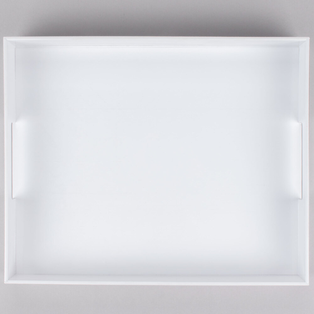 Cal-Mil 3475-1-15 15" x 12" x 2 3/4" White Plastic Room Service Tray with Handles