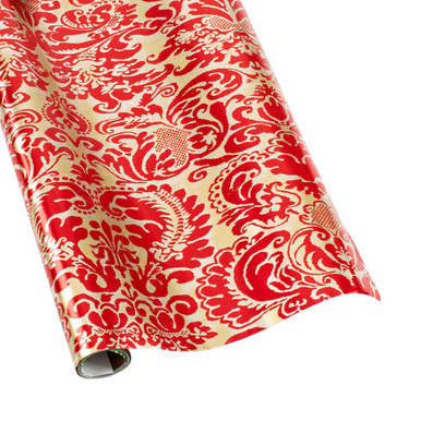 Caspari 6' Continuous Gift Wrap Roll, Palazzo Red & Gold Foil (94989RCF)