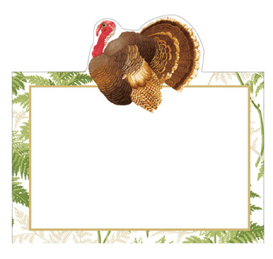 Caspari Place Cards, Turkey Among Ferns - 2 Packs (95911P)