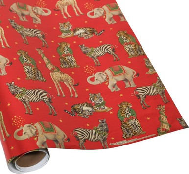Caspari 6' Continuous Gift Wrap Roll, Wild Christmas Red Embossed Foil (95953RCF)