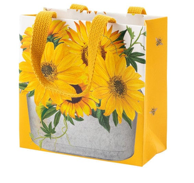 Caspari Square Gift Bag , Sunflowers - Small (9799B1.5)