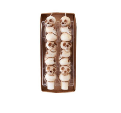 One Hundred 80 Degrees Taper Candles, Skulls - Set of 2 (NE0358A)