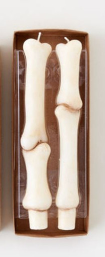 One Hundred 80 Degrees Taper Candles, Bones - Set of 2 (NE0358B)