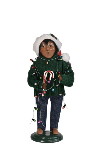 Byers' Choice Caroler, African American Decorating Family Boy (AA1252B)