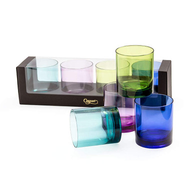 Caspari Acrylic 14oz Highball Glass in Jewel Tones - Set of 4 (ACR300SET.A)