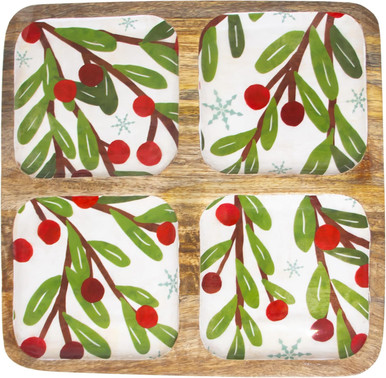 Boston International Divided Tray with 4 Sections, Winter Berry (BAK25566)