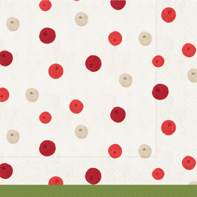 Boston International IHR Paper Beverage Napkins, Winter Berry Dots (C400057)