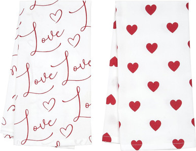C&F Home Kitchen Towel, Love Heart, Set of 2 Red (C84265408S2)
