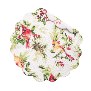 C&F Home Quilted Round Placemat, Ruby Cardinal - Set of 4 (C862602649)