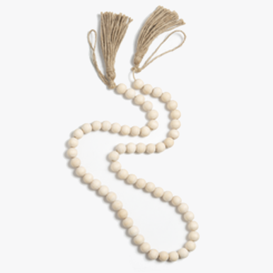 Ganz Autumn Beaded Garland with Tassel, White (CA178794C)