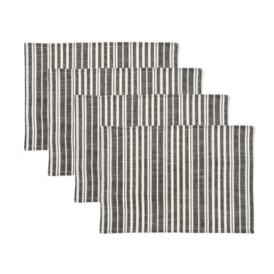 Midwest Placemats, Black & Natural Ticking Stripe - Set of 4 (CB179899)