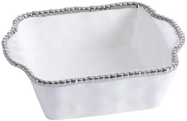 Pampa Bay Salerno Porcelain Square Baking Dish, White/Silver (CER-2657-W)
