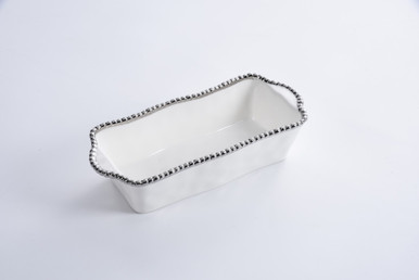 Pampa Bay Salerno Loaf Baking Dish, White/Silver (CER-2690-W)
