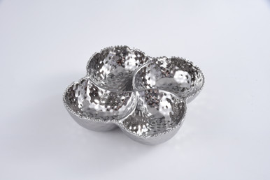 Pampa Bay Millennium Porcelain 4-Section Bowl, Silver (CER-2735)